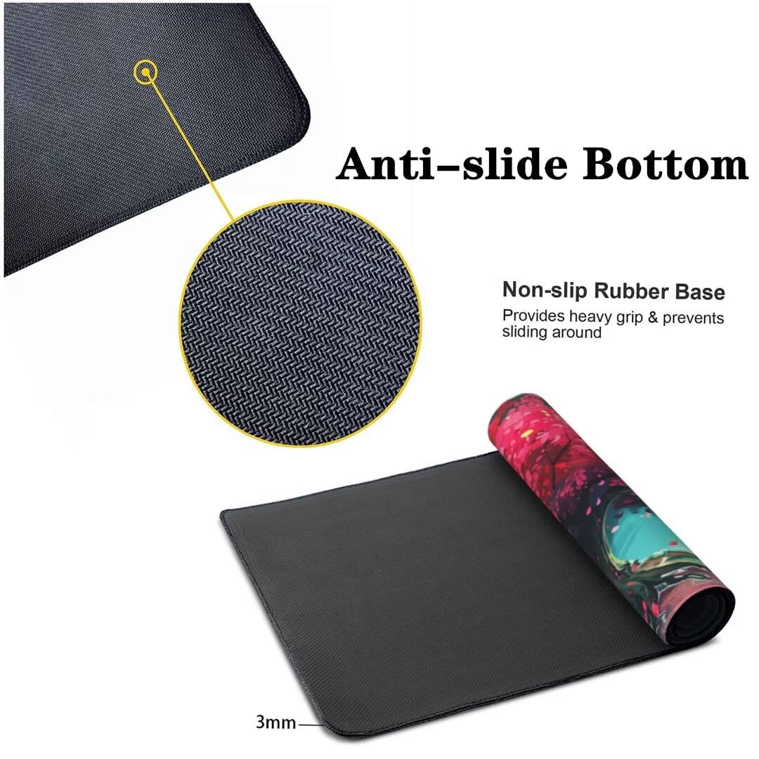 Tapis de Souris Rose Tapis de Souris XXL, Extra Grand Tapis Souris Gamer XXL Tapis de Souris Gaming, Imperméable Mouse Pad avec Base Atidérapante pour Maison/Bureau/Gamer (1000 x 500 x 3 mm, Arbre)