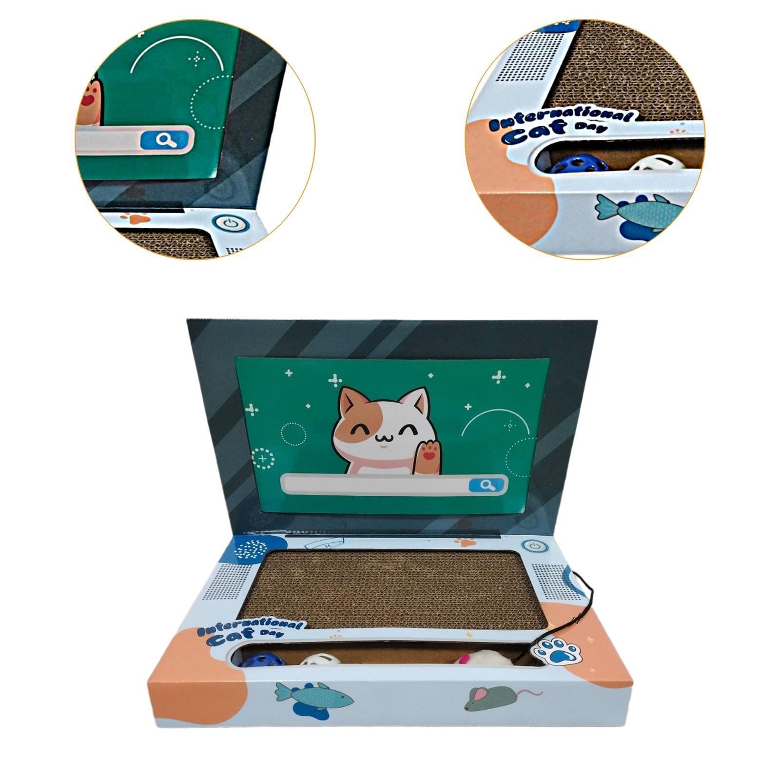 Rascador para Gatos, Juguete para Gatitos con Forma de Portátil Y Pista de Bolas.
