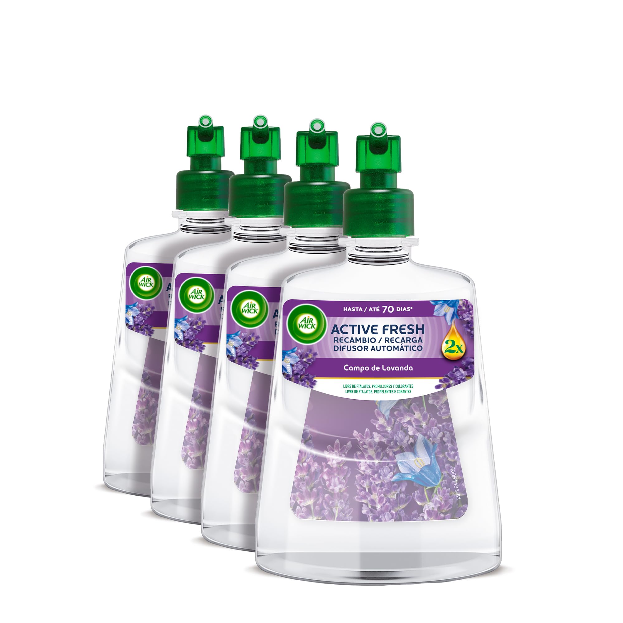 Air Wick Active Fresh Recambios Ambientador Automático, Lavanda, 4x228ml, 280 Días