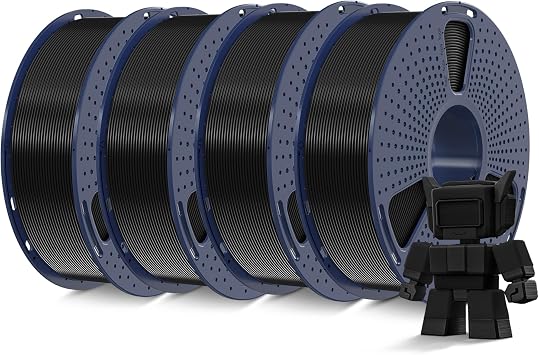 SUNLU 4KG High Speed PLA Filament 1.75mm, 30mm/s - 600mm/s Print Range, 3D Printer Filament 4kg, 1kg per Spool, Pack of 4, 4 Colors, Black*4