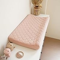 Vista 9 de Konssy Funda Impermeable de Muselina para Cambiador Paquete de 2, Funda Ajustada de Algodón Acolchado para Mesa de Cambio de Pañales, Sábanas Suaves