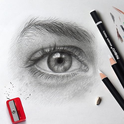 Miniatura 5 de PANDAFLY 6 lápices de borrador y 2 sacapuntas, borrador de detalles finos para borrar pequeños detalles o añadir reflejos para bocetos, dibujos de