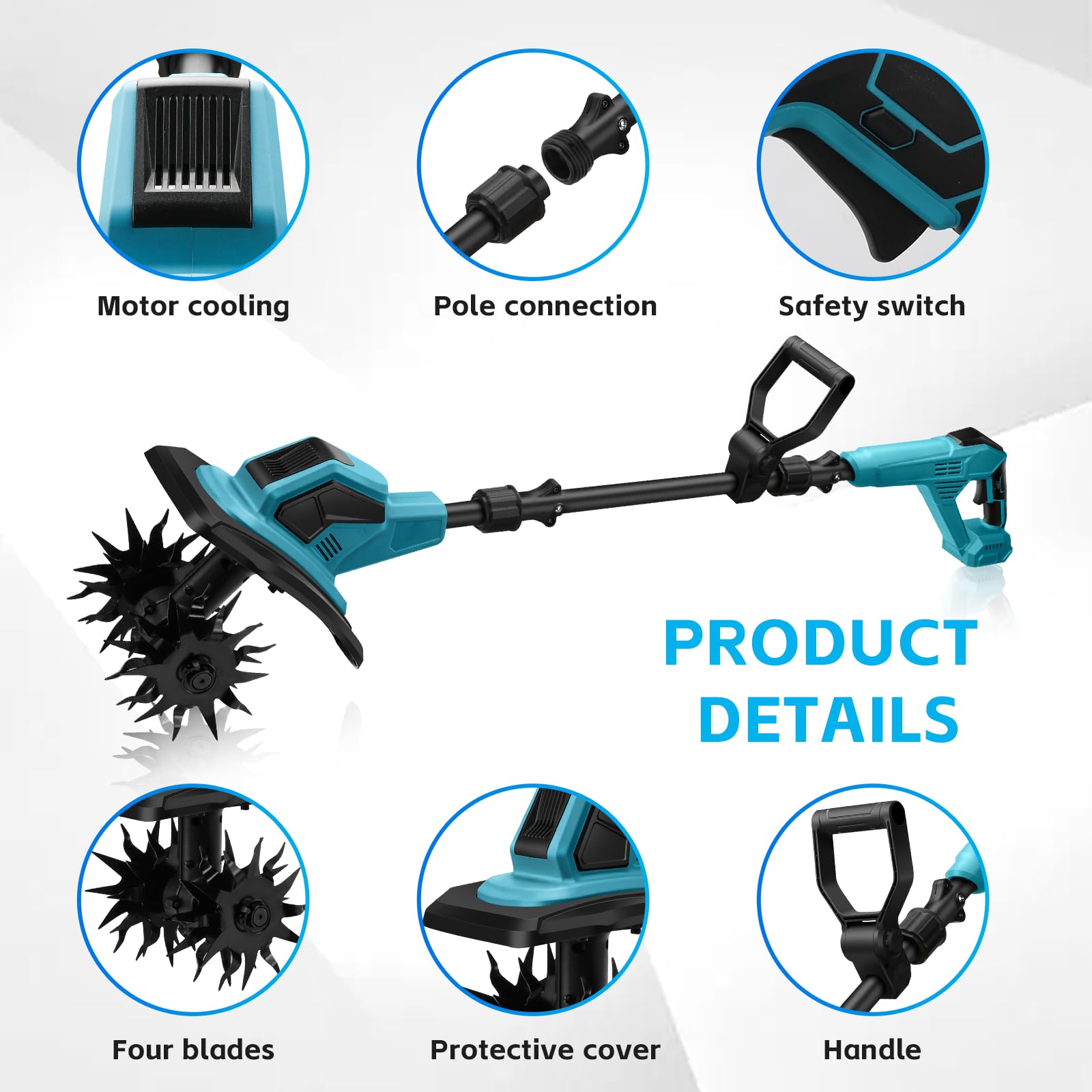 Motobineuse Électrique sans Balais 550W Compatible Makita 18V Batterie Pliable 32cm 18cm