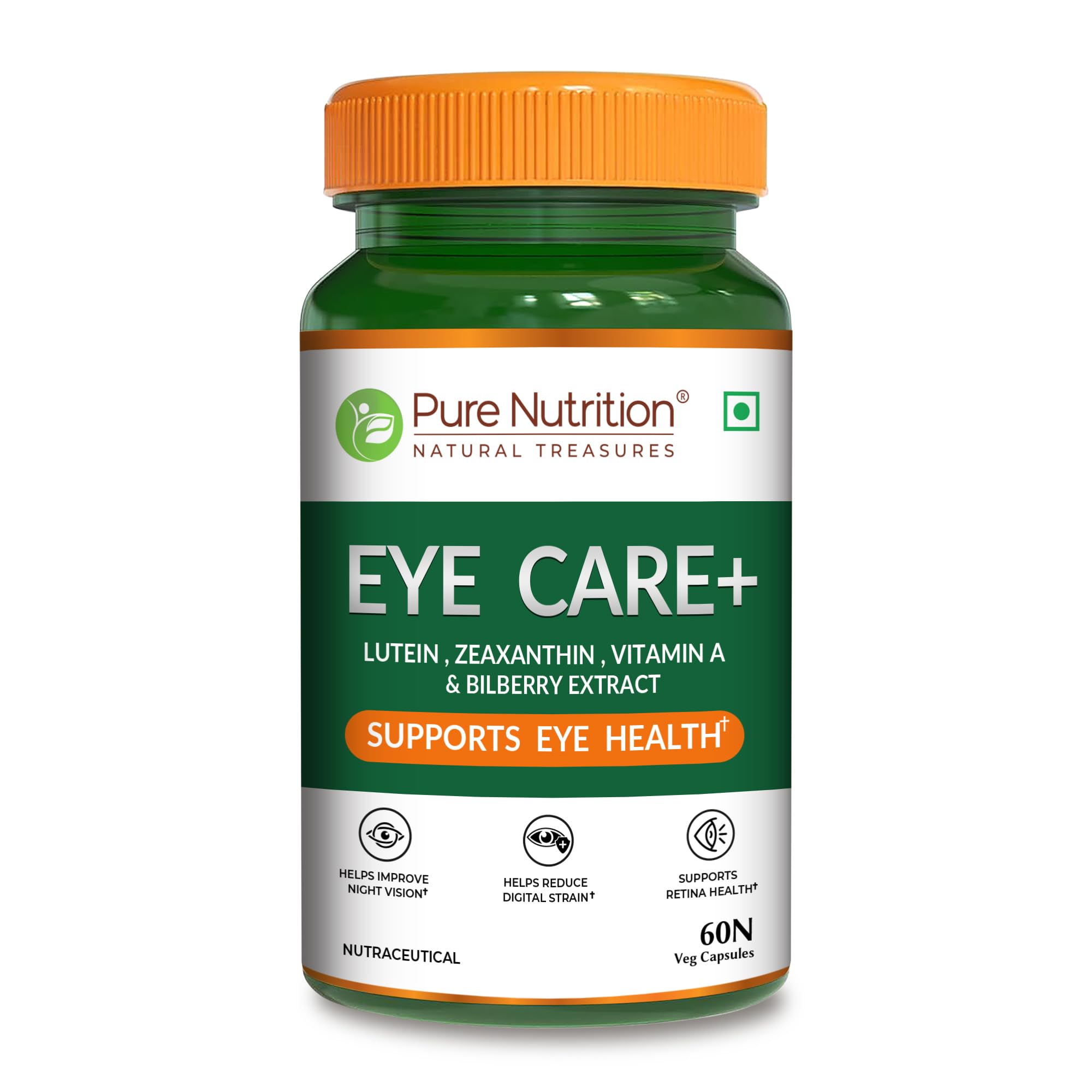 Pure Nutrition Eye Care+ - 60 Veg Capsules | With Lutein, Zeaxanthin, Vitamin A & Bilberry Extract | Support Retina Health | Improve Night Vision, Blue Light & Digital Guard-image-20