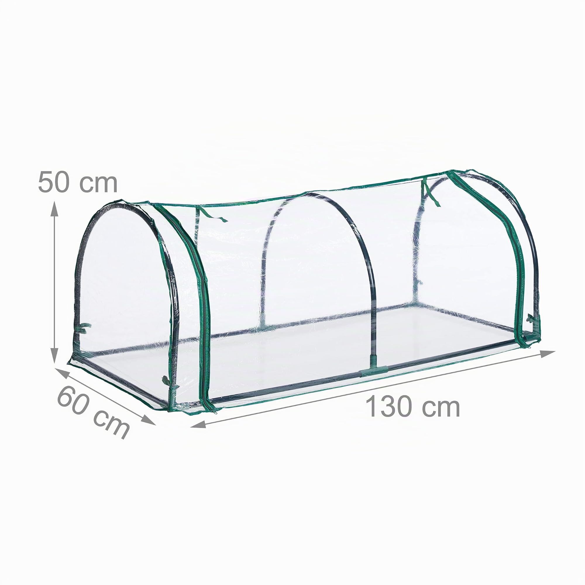 Relaxdays Serra a Tunnel in Telo, Sistema ad Incastro, Porta Avvolgibile, HLP: 50 x 130 x 60 cm, Acciaio e PVC, Verde