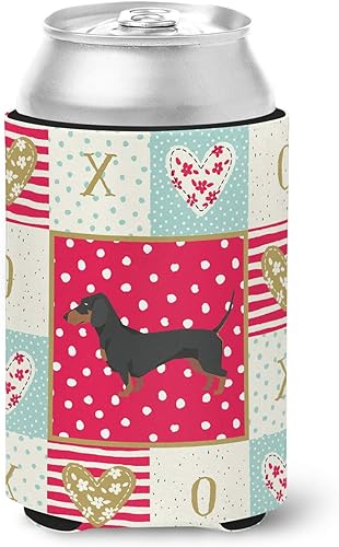 Caroline's Treasures CK5923CC Dachshund Love Can or Bottle Hugger, funda enfriadora de latas, lavable a máquina, funda aislante plegable para bebidas