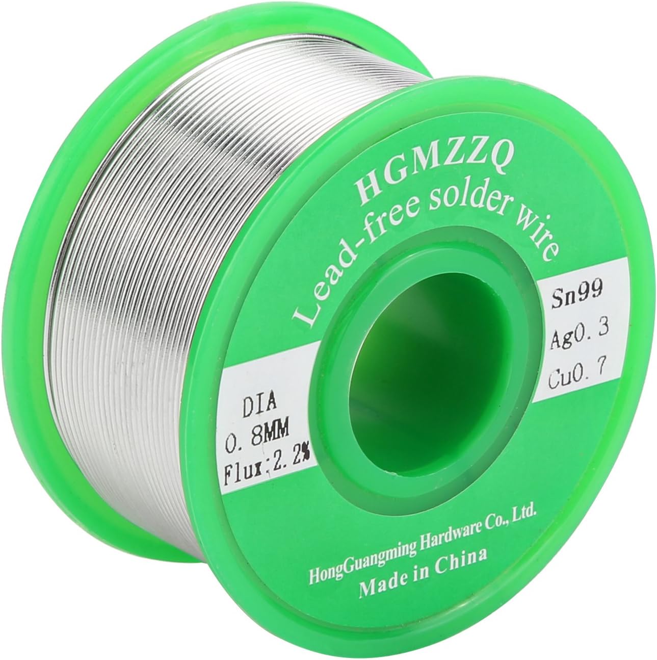 HGMZZQ Lead Free Solder Wire with Rosin Core for Electrical Soldering Sn99 Ag0.3 Cu0.7 100g 0.031 inch(0.8mm-0.22lbs)