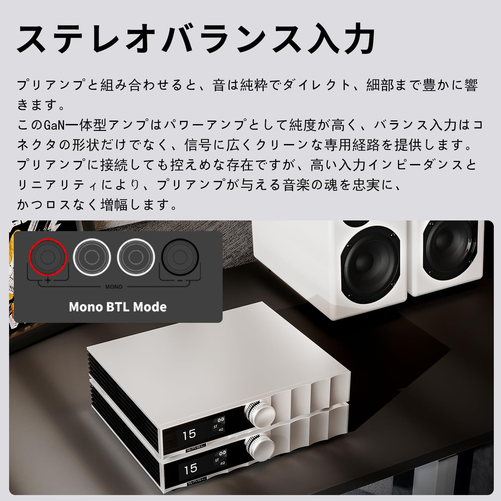 Amazon.co.jp: SMSL PA400 窒化ガリウムパワーアンプ 250W x2 ステレオ