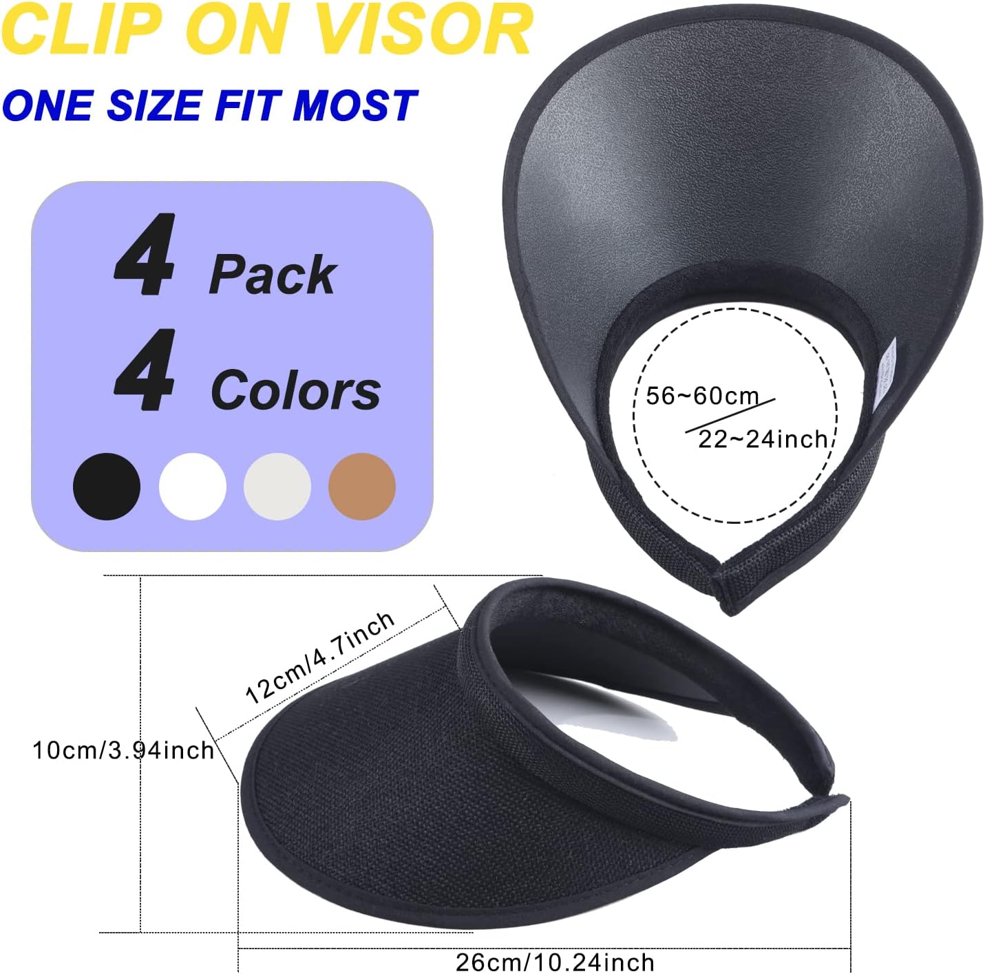 MULIMU 4-Pack Women Wide Brim Sun Visor UV Protection UPF50+ Hat Golf Visor with Clip - Image 5