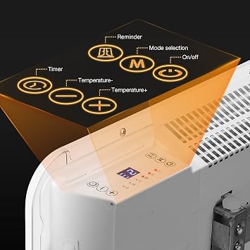 Electric Space Heater Indoor Convection Heater Touch Adjustable Thermostat Smart Energy Saving Portable with Wheels Wall Mount/Rolling ETL for Bedroom Living Room Bathroom Home (1500W)