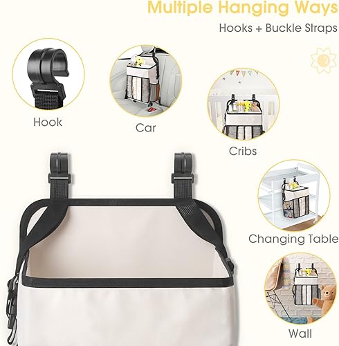 Miniatura 5 de Maliton Organizador de pañales  Organizador de pañales colgante para cambiador, cuna, paquete y juego  Soporte apilador de pañales con capacidad