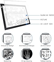 Vista 7 de LitEnergy Caja de trazado de luz de tablero de copia LED A4, almohadilla de luz LED ajustable de alimentación USB para transferencia de tatuajes