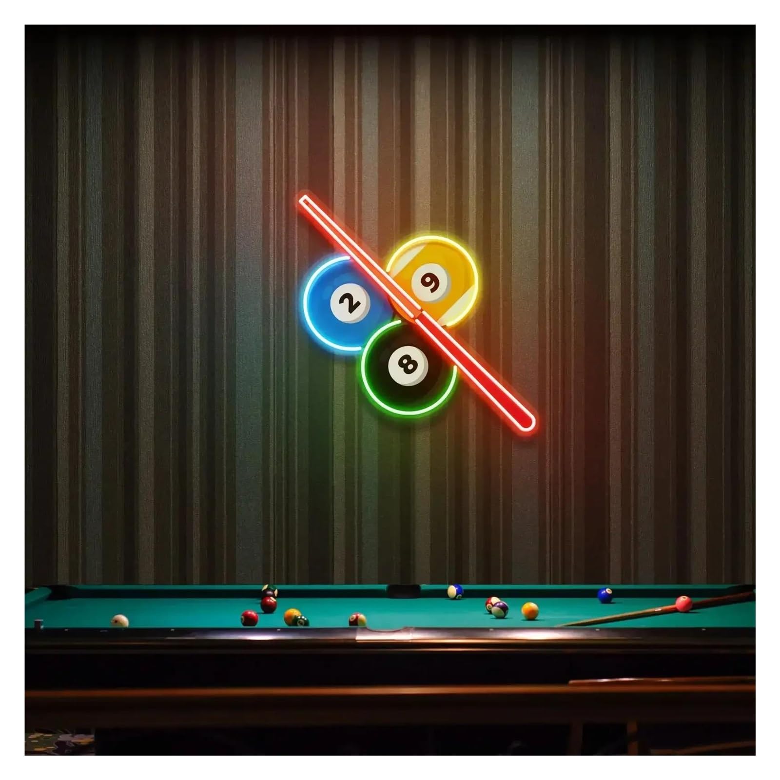 Shouxi C Sign Lamp Billiard Acryli Artwork Neon Sign Gaming Room Sport Bar Lub Wall Decor Ball Lovers 50Cm(C)