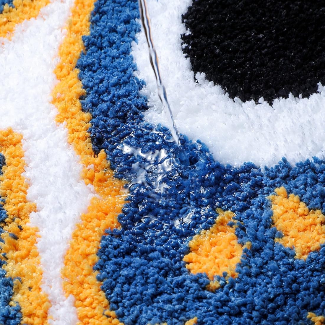 Cute Fish Bath Mat for Bathroom, Blue Soft Water Absorbent Bath Rug for Bathtub Japanese Style Koi Floor Pad for Shower, Non-Slip, Machine Washable