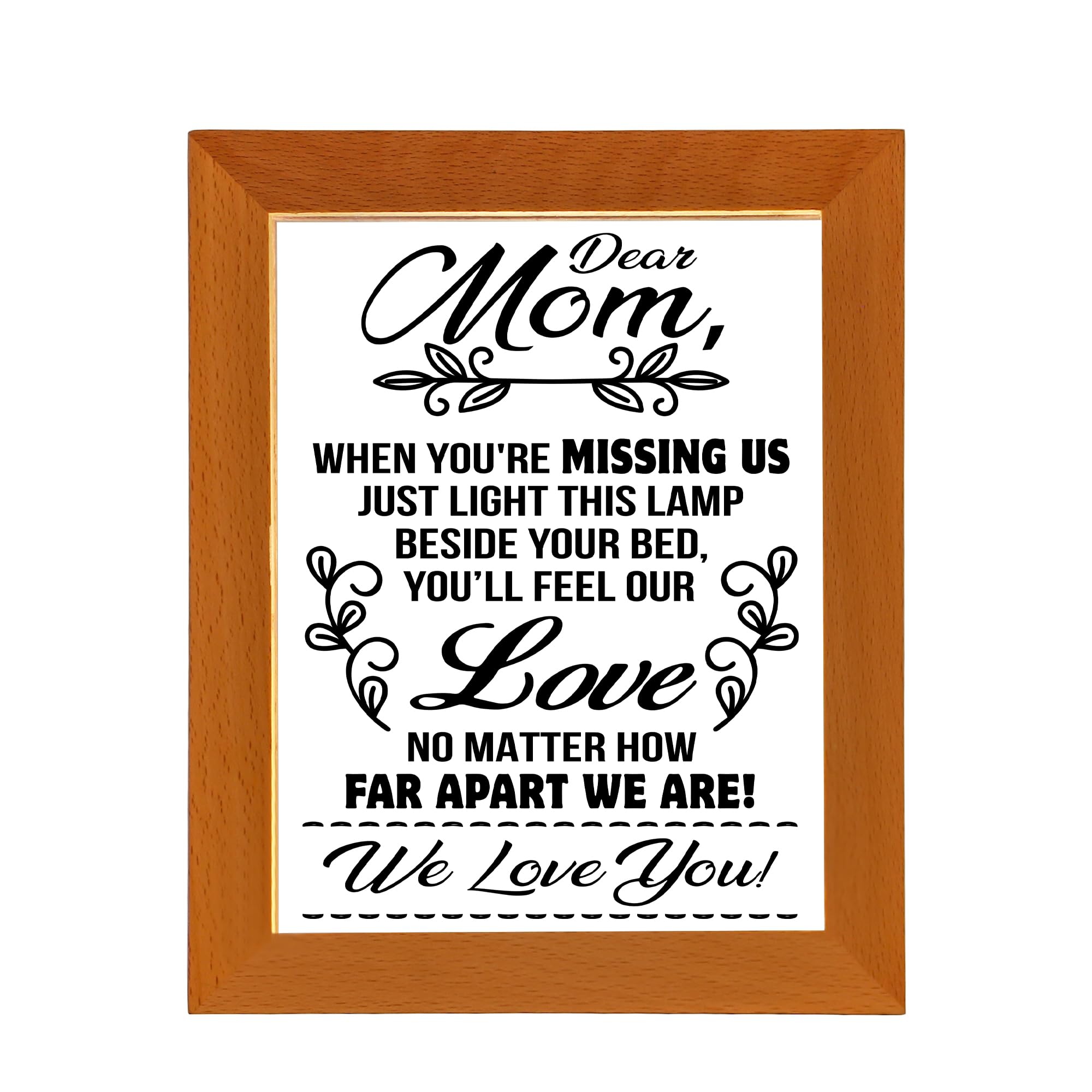 WSYEAR Mom Birthday Gifts from Daughter Son, Christmas Gifts for Mother from Daughter Son, Beautiful Acrylic Photo Frame Lamp Gifts for Home Decoration
