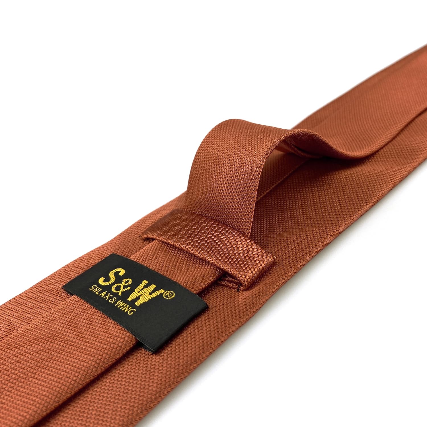 shlax&wing Boda Hombre Seda Corbatas Para Naranja Color Sólido Extra largo flaca