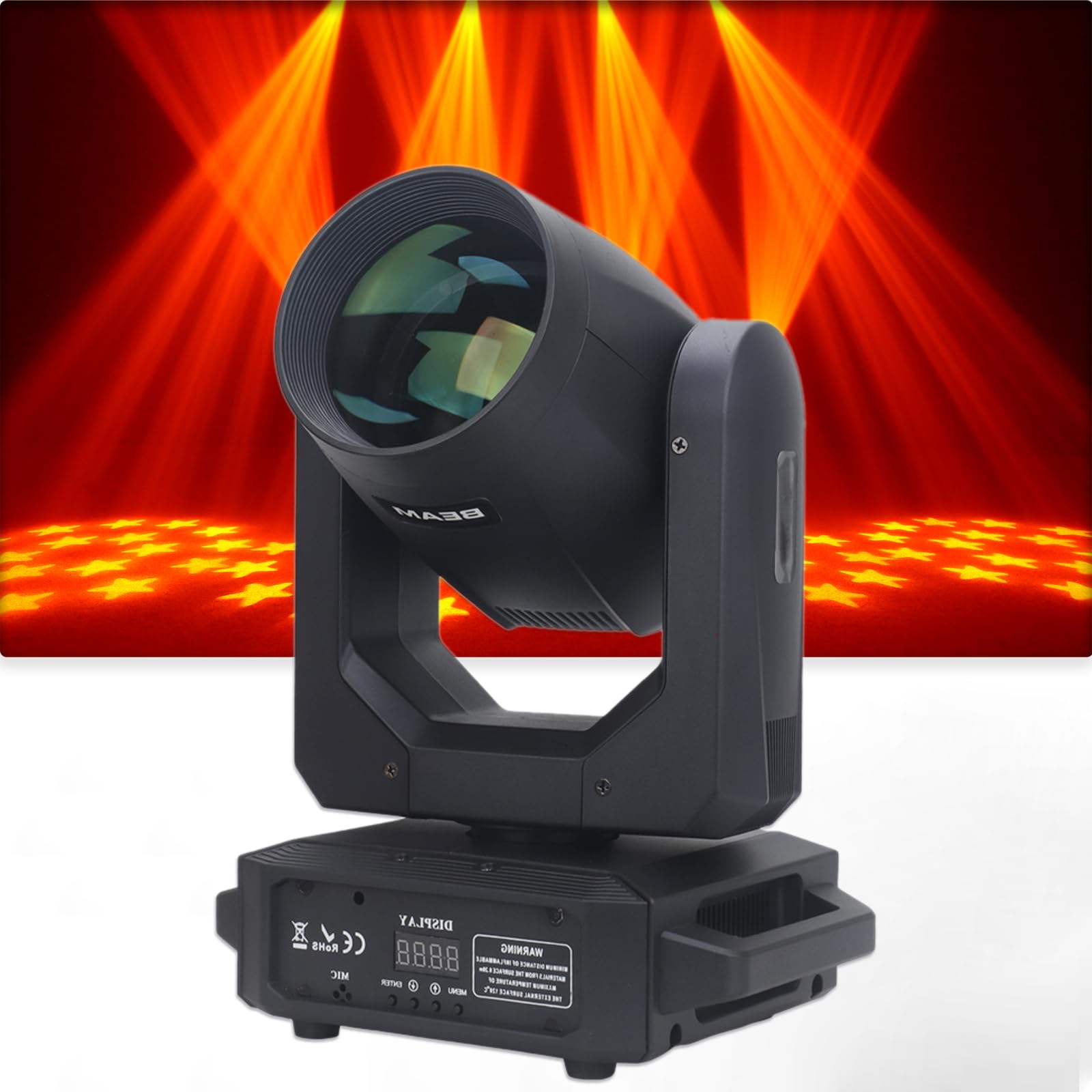 YUERLT 200W LED Beam Spot Wash 3in1 Moving Head Light for Disco DJ