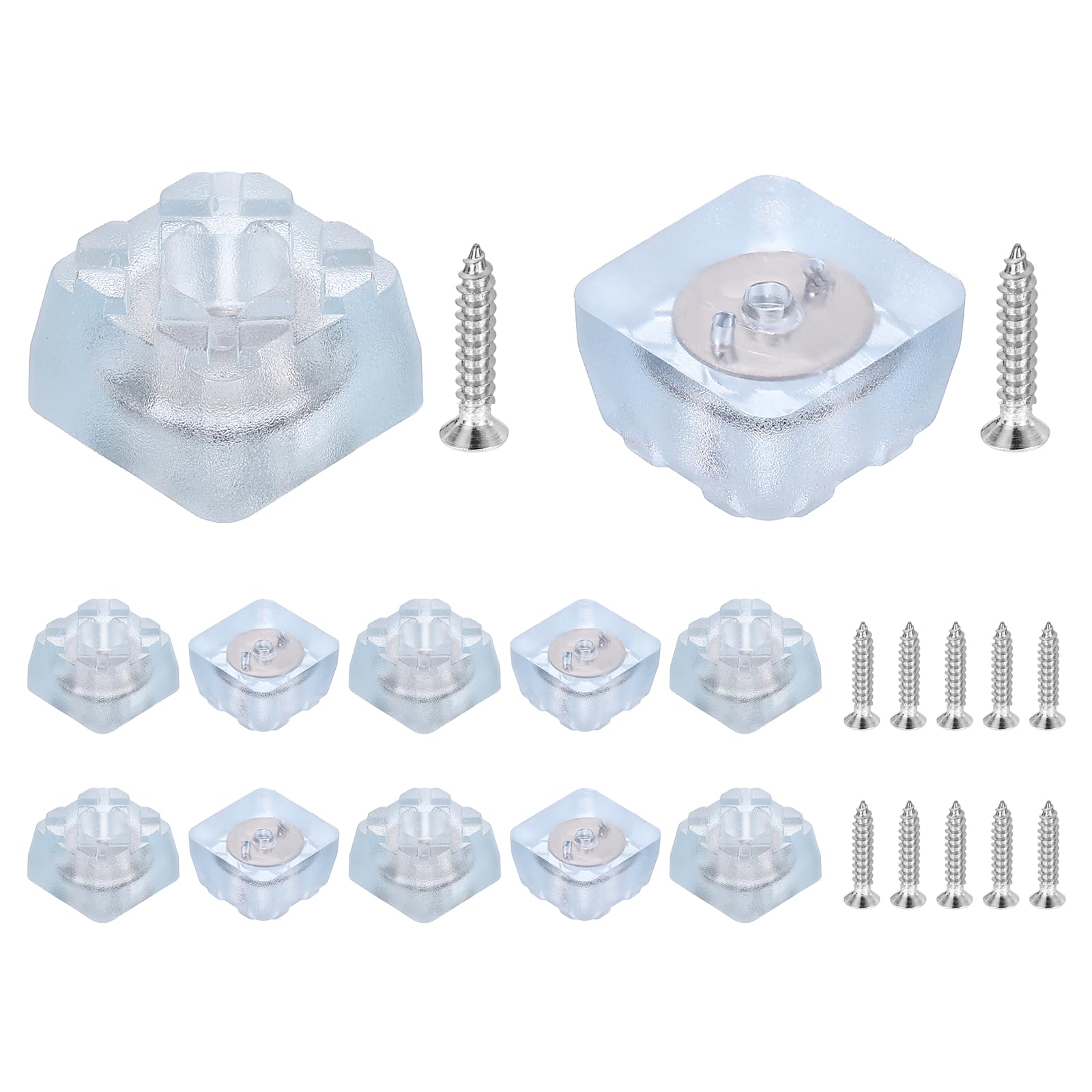 Patins à visser en PVC de 24mm transparents avec vis inox sourcing map Lot de 12
