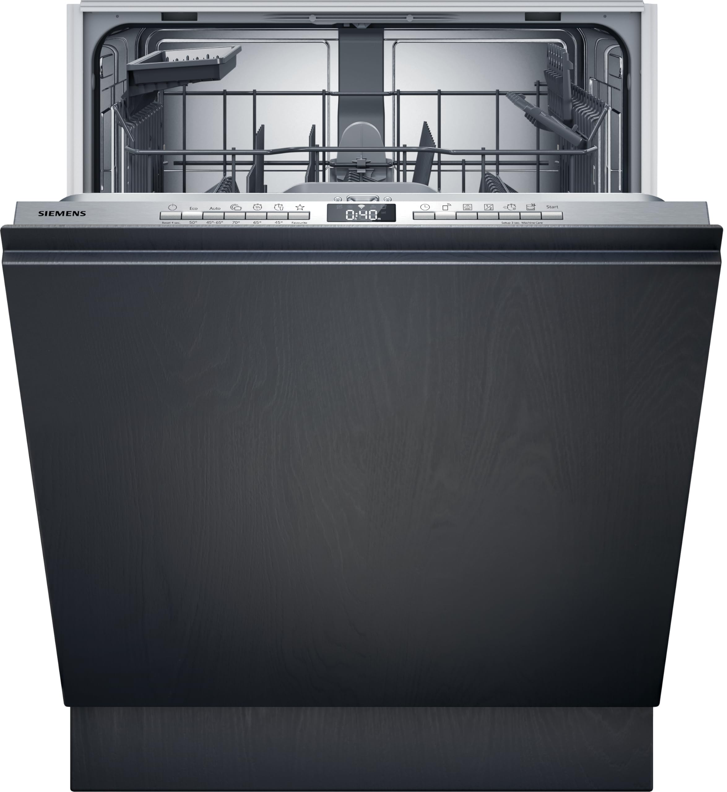 Siemens SN63HX03TE iQ300, lavavajillas totalmente integrado, 60 cm, cesta para cubiertos, smartStart, asistente de programa, cesta superior regulable en altura, rendimiento higiénico confirmado