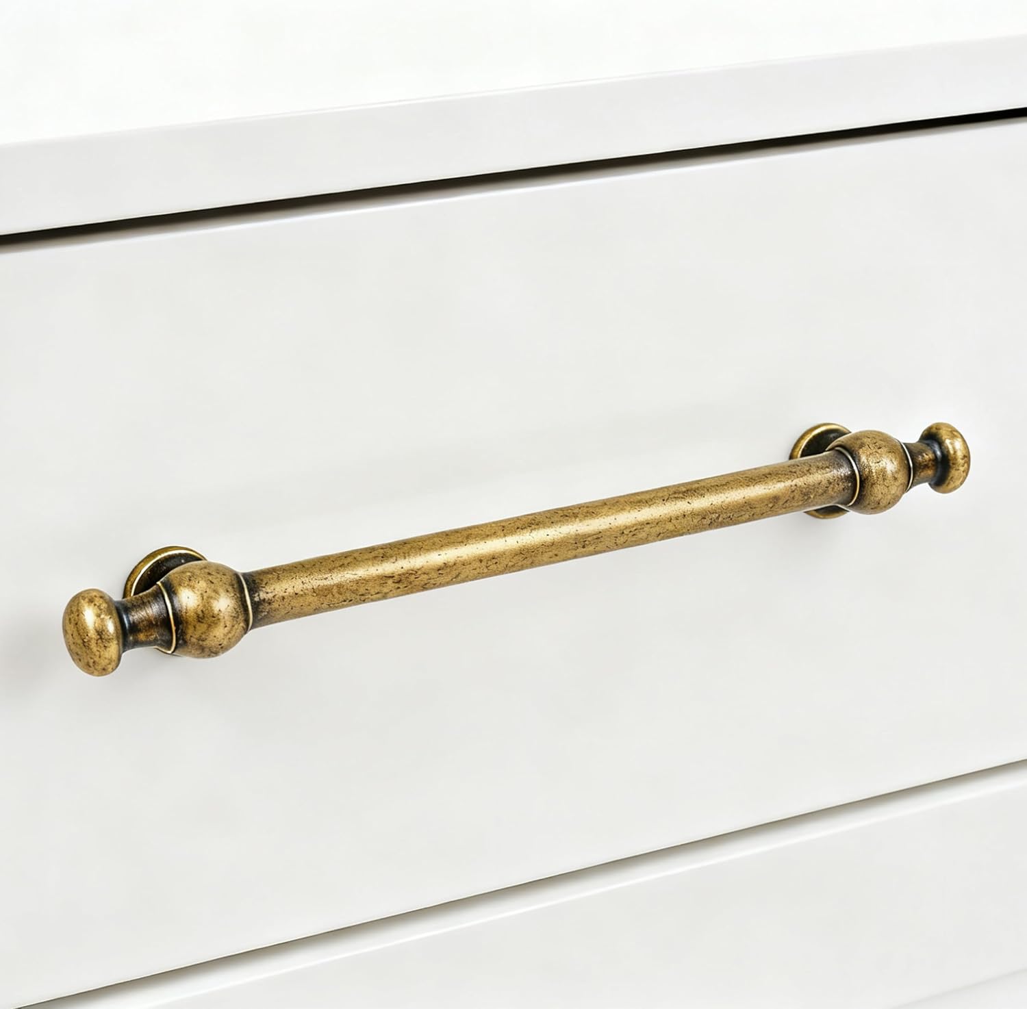 5 Inch Hole Center Antique Brass Cabinets Pulls, 6 Pack Vintage Drawer Handles for Kitchen Bedroom Farmhouse, Aged Gold Bras Dresser Pulls, Zinc Alloy.