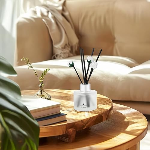 Miniatura 6 de Brakula Juego de 2 difusores de junco, aroma a lino fresco, fragancia para el hogar con 14 varillas, decoración de baño, difusores de varillas para