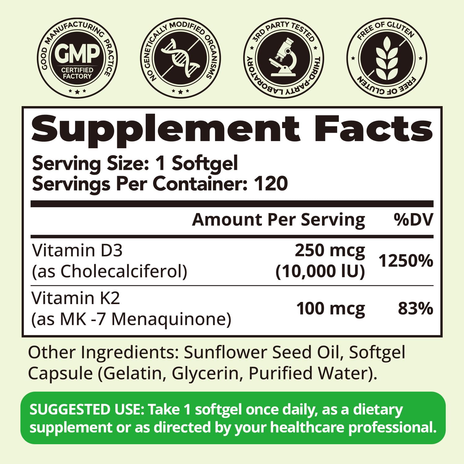 Vitamin D3 K2 10000IU 100mcg MK-7, 2-in-1 K2 D3 Vitamin Extra Strength — Amazon image 8