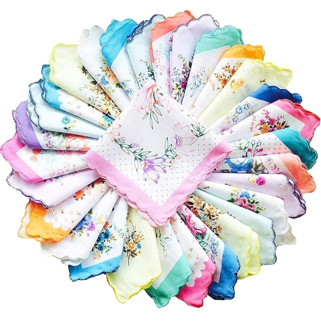 Women's 100% Cotton Cut Work Bordar Floral Pattern Handkerchief/Ladies Hankies (Size_30CM X 30CM)-image-18