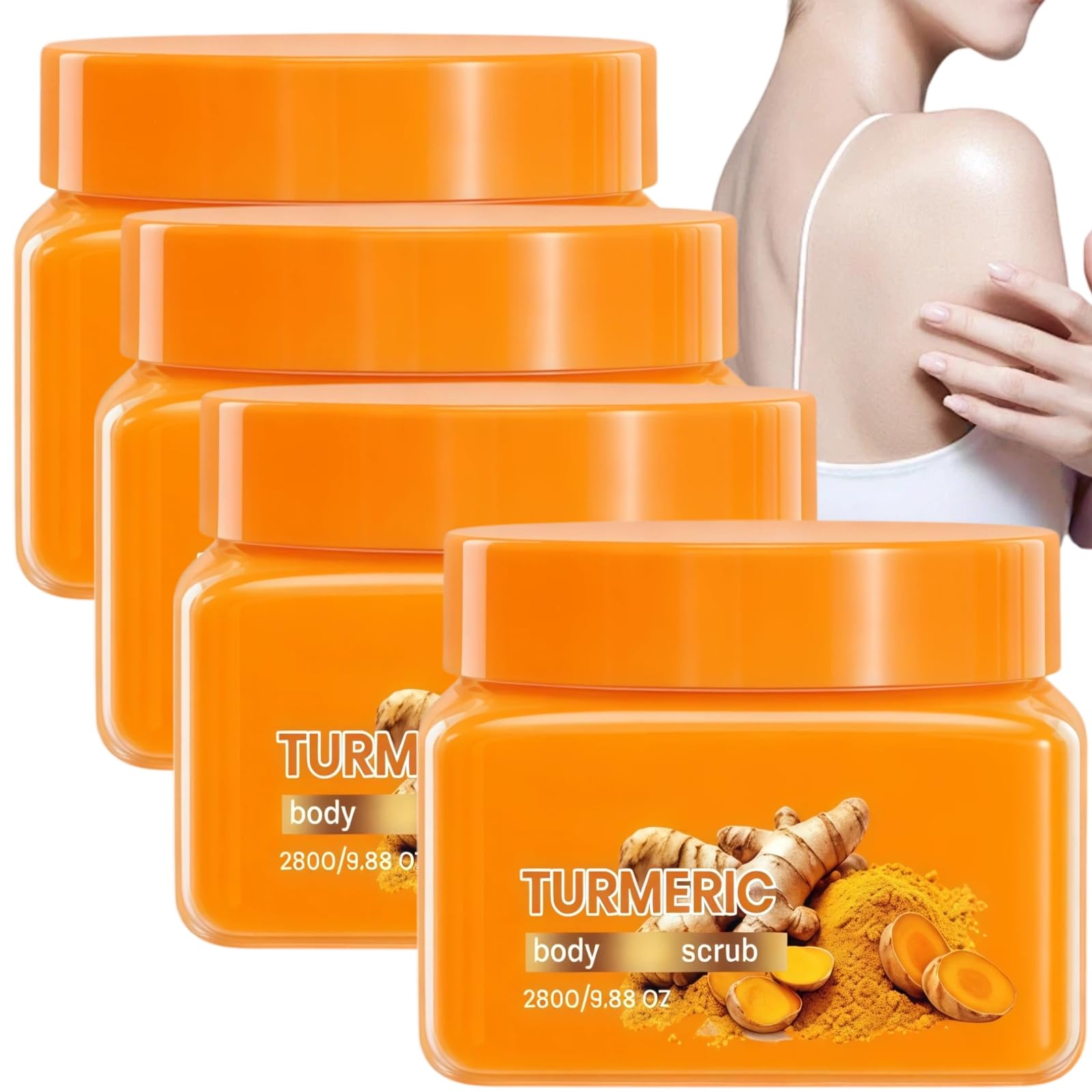Esfoliante per il corpo al sale con curcuma, vitamina C e niacinamide, leviga la struttura della pelle e dona una carnagione luminosa, rimuove delicatamente le cellule morte, affina i pori (4 pezzi)