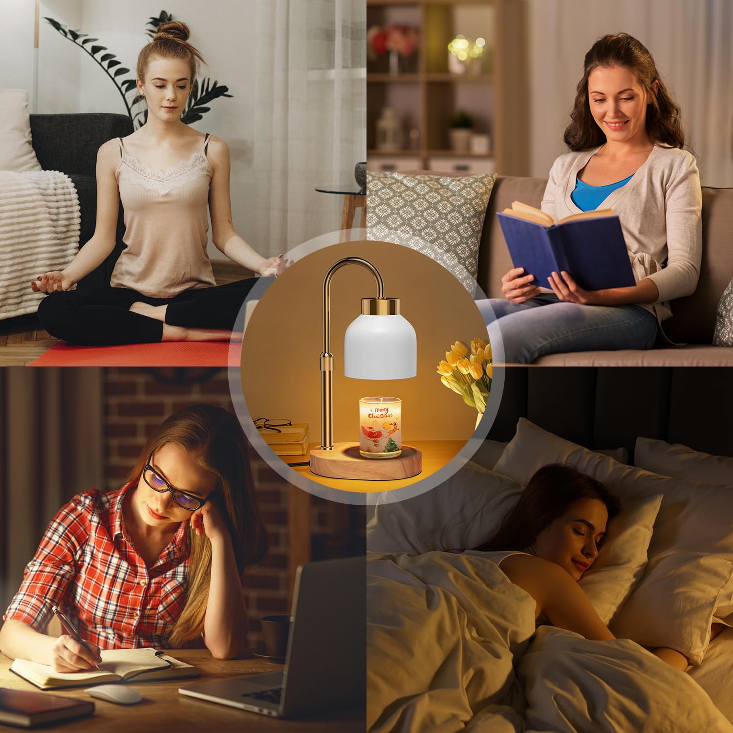 seenlast Lámpara calentadora de velas, calentador eléctrico de luz de vela con regulador de intensidad de temporizador de altura ajustable, lámpara de calentador de cera de vela para Navidad