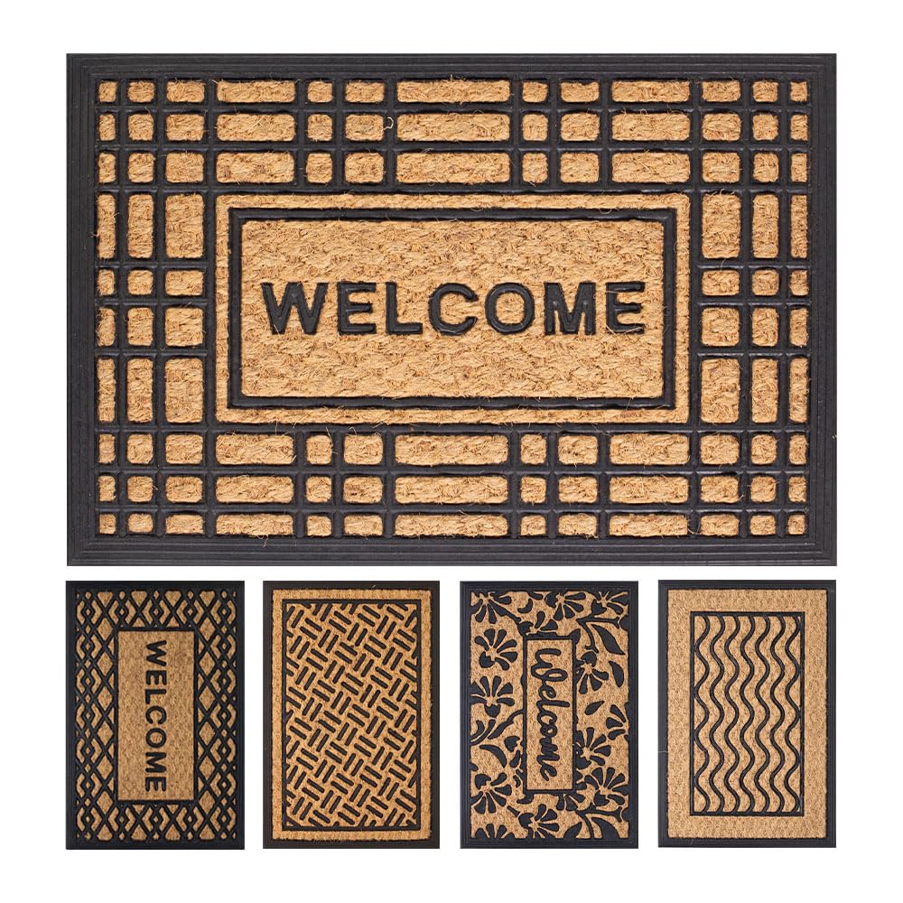 Zerbino In Cocco E Gomma - Mezzaluna 40x60 Cm, Antiscivolo, Per Esterno E Interno