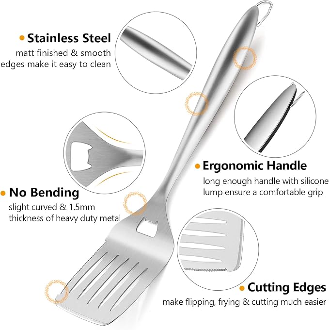 Set de utensilios para parrilla HaSteeL acero inoxidable 18in miniatura 2