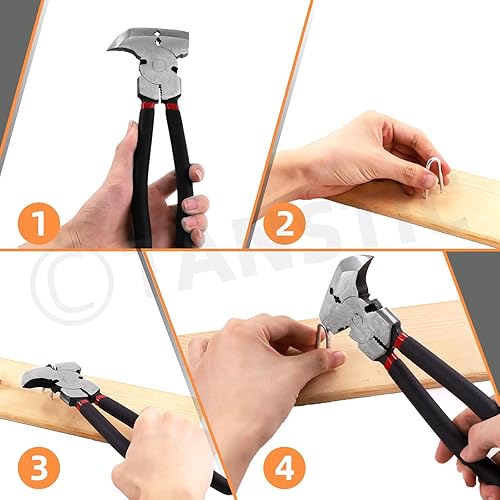 Miniatura 6 de Tanstic 151 grapas de alambre de 0.787 in, 1.181 in, 1.575 in, alicates de esgrima con cabeza de martillo, herramientas de cerca, grapas de alambre