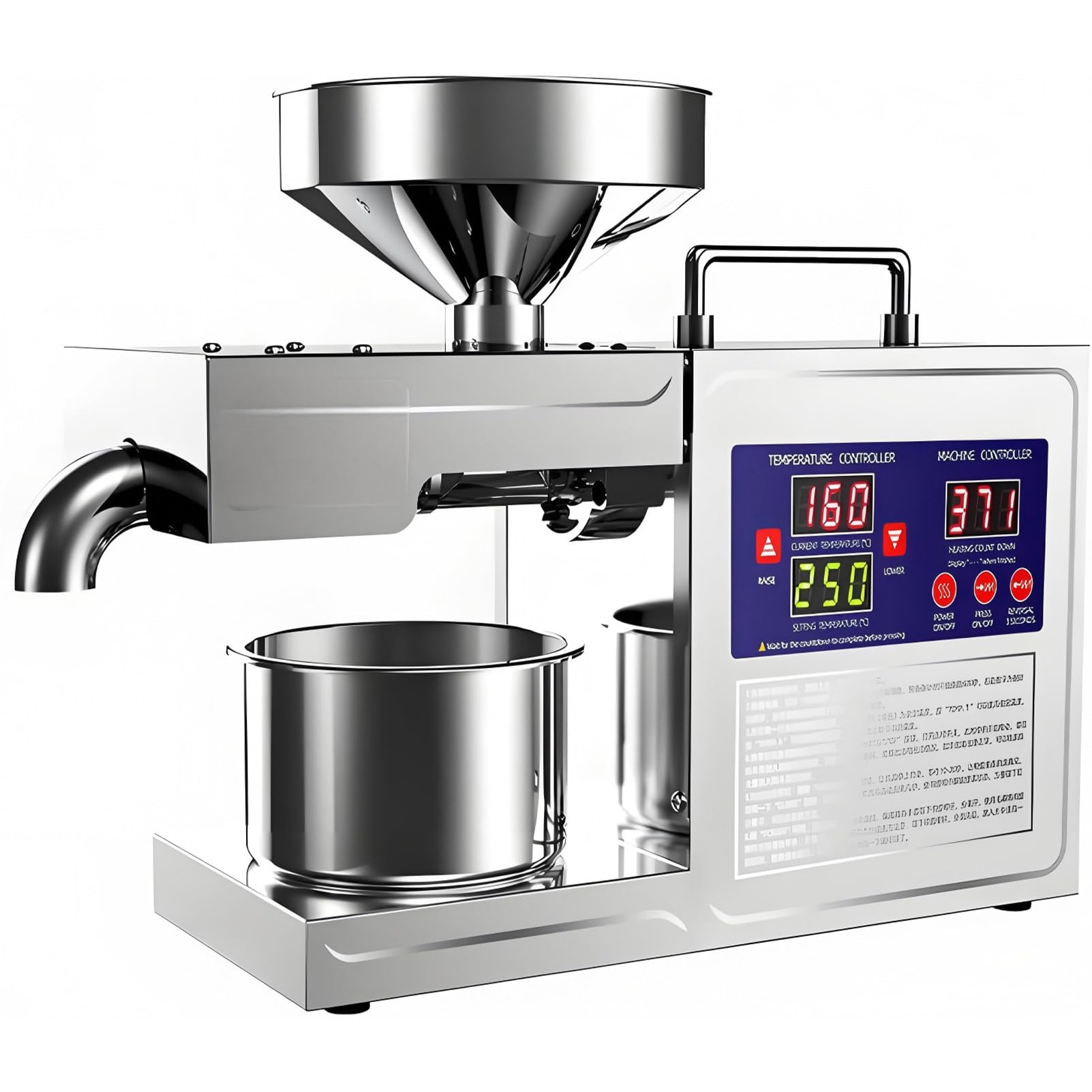 PweKzxt 800W Automatic Oil Extractor,800W Automatic Oil Press Machine, Cold Hot Press Stainless Steel Oil Extractor,Organic Oil Press Machine,for Grain Corn Peanuts,Nut,Soybean