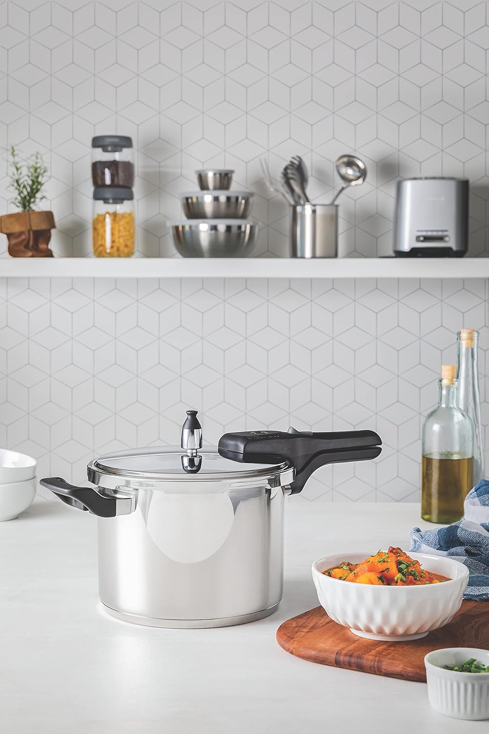 Panela de Pressão Tramontina Brava em Aço Inox com Fundo Triplo 22 cm 6 L
