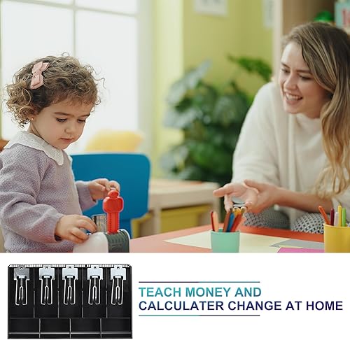 Miniatura 6 de PATIKIL Bandeja de dinero para caja registradora, bandeja de inserción de cajón, organizador portátil de caja de almacenamiento de dinero con clip