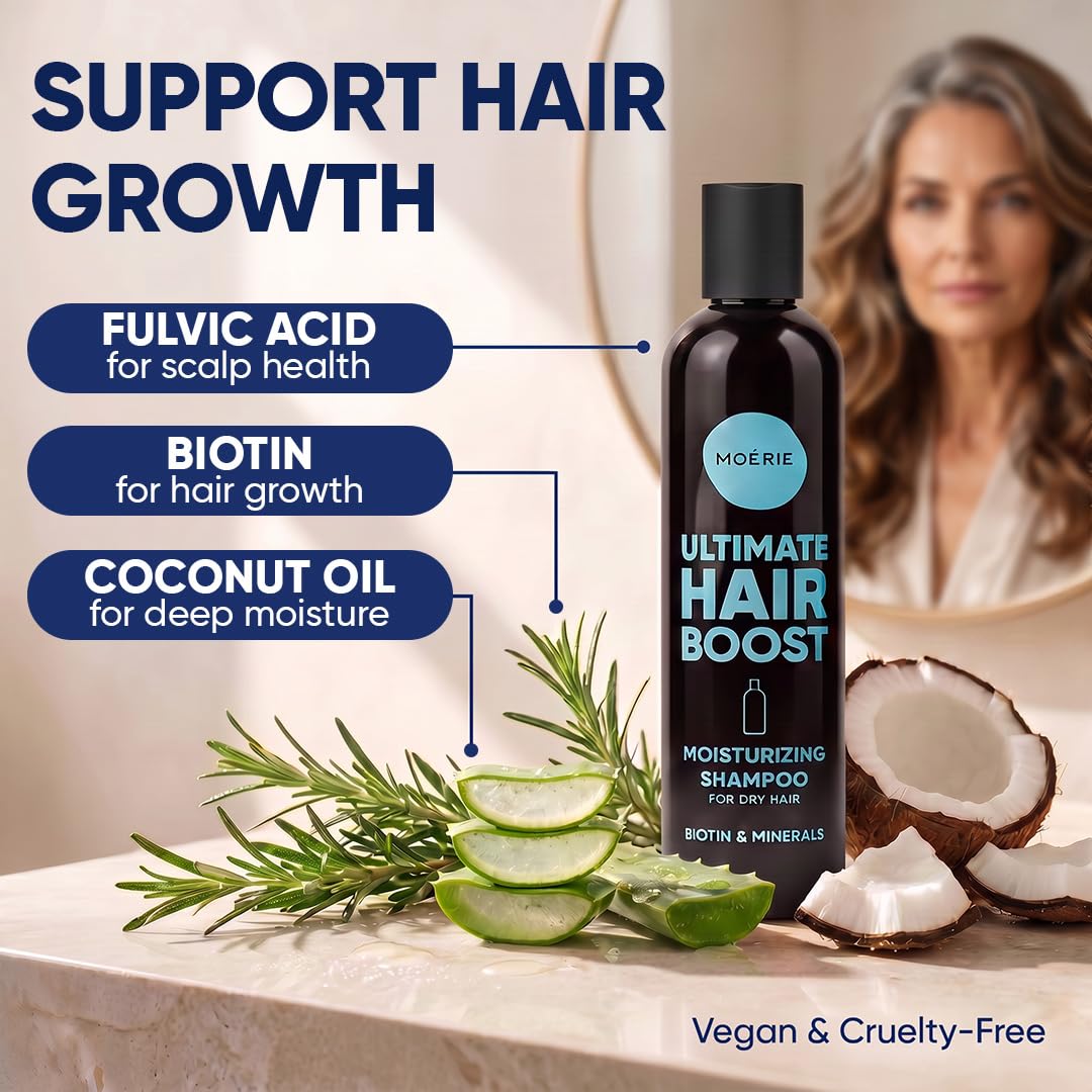 Moerie Ultimate Hair Growth Shampoo - Per capelli più lunghi, spessi e pieni - Prodotti volumizzanti vegani - Senza parabeni e silicone - Tutti i tipi di capelli - Idratante