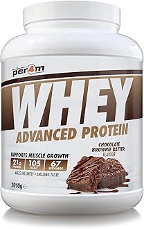 Per4m Whey Protein Powder | High Protein Shake for Muscle Growth & Recovery | Low Sugar Gym Supplement | Sports Nutrition Drink + Amino Acids (2010g, Chocolate Brownie Batter)