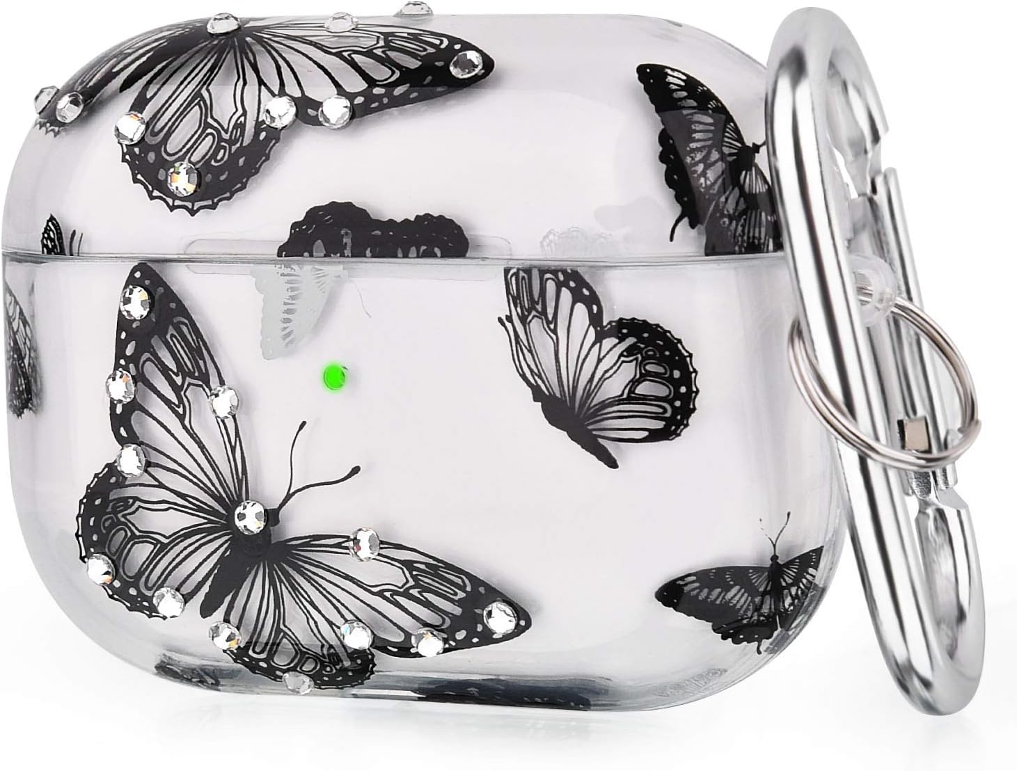 QINGQING AirPods Pro Case Cover, Clear Cute Crystal Design Skin Shockproof Protective Transparent TPU Case for Apple Airpod Pro 2019 with Keychain (Butterfly)