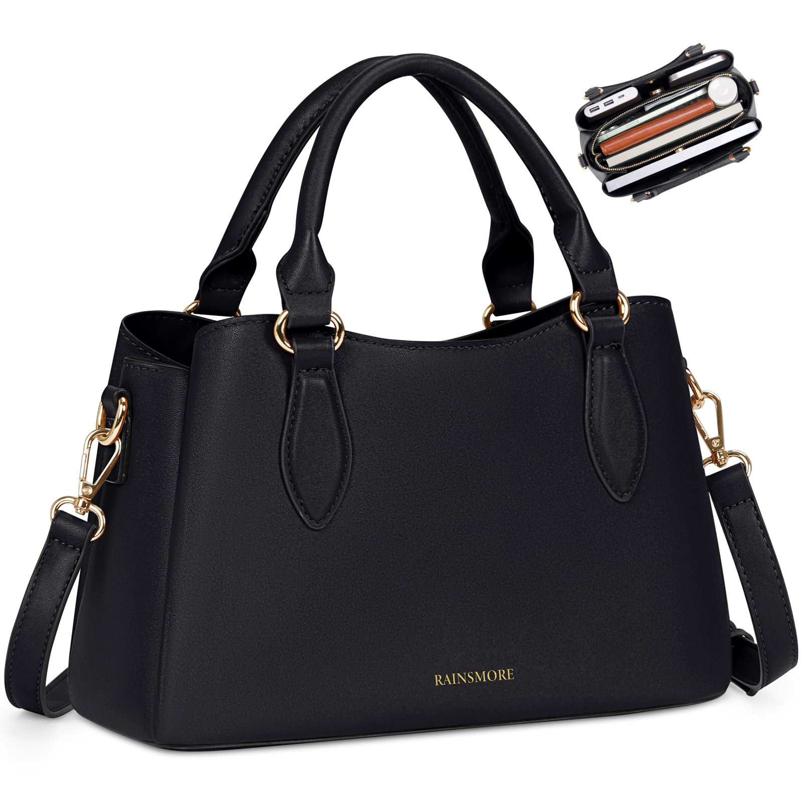 RAINSMORE Handtasche Damen Kleine,PU Leder Damenhandtaschen | Henkeltasche Damen,Schultergurt,Umhängetasche Tasche Für Verabredungen,Einkaufen,Spaziergänge,Travel