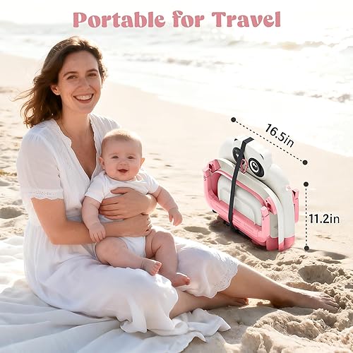 Miniatura 4 de Bañera plegable para bebé, bañera ligera para bebés a niños pequeños con cojín suave y termómetro, bañera portátil para bebés recién nacidos a niños