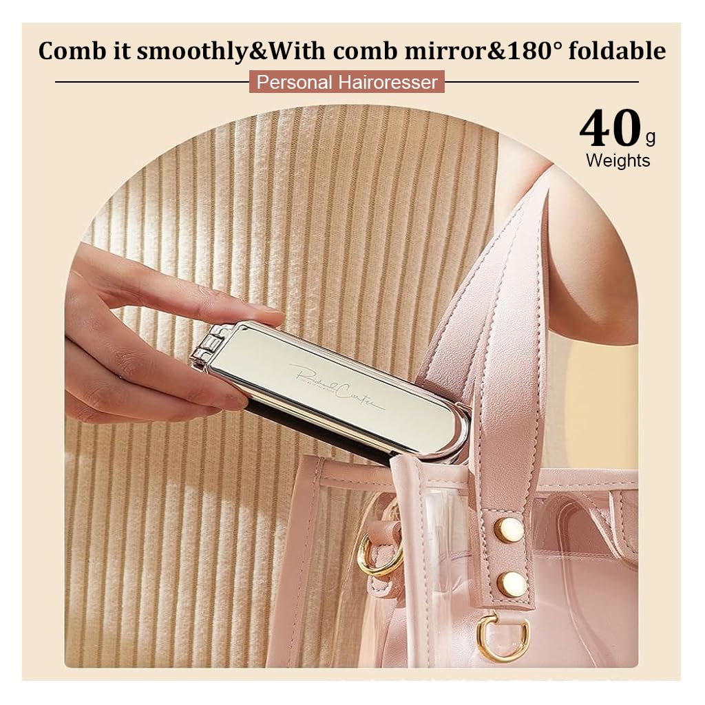 MAYCREATE® Foldable Hair Brush with Mirror, Mini Travel Hair Comb for Women, Cute Bow Brush for Purse, Girls Pocket Combs