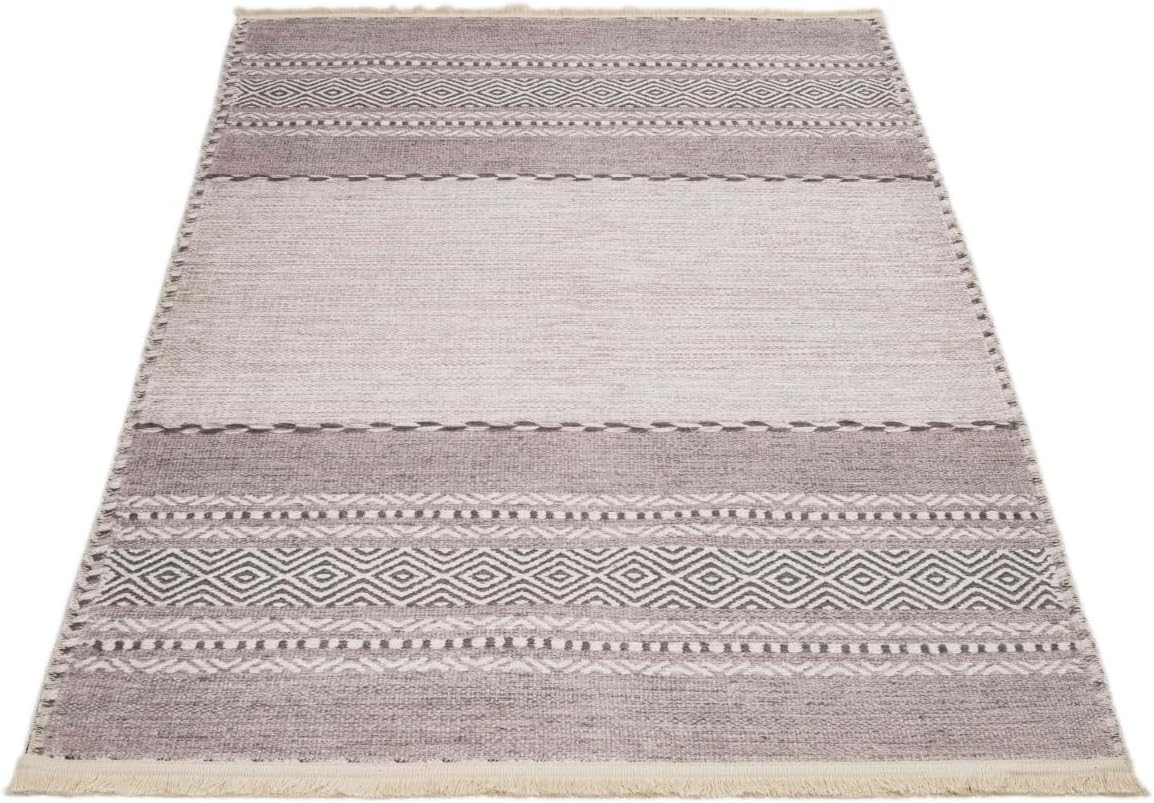 Amsterdam Beige Ethnic Cotton 5'3'' x 8'2'' Digital Print Area Rug Washable Non Slip Soft Living Room Office Kitchen Entrance Hallway Guest Room Carpet