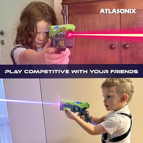 Miniatura 7 de Juego de 4 pistolas y escudos de láser para niños, ideas de regalo para niños de 5, 6, 7, 8, 9, 10, 11, 12 años, para niños y adultos, para 4