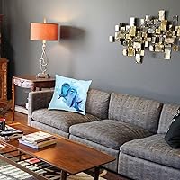 Vista 4 de Funda de almohada decorativa con diseño de animales marinos y delfines en acuarela, de 18 x 18 pulgadas, moderna, cuadrada, color azul, para sofá