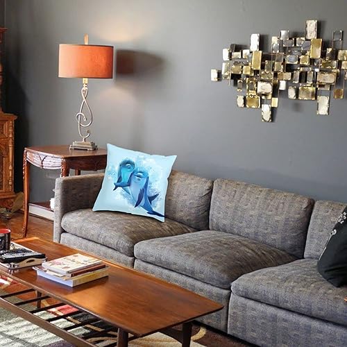 Miniatura 4 de Aiputao Funda de almohada decorativa con diseño de animales marinos y delfines en acuarela, de 18 x 18 pulgadas, moderna, cuadrada, color azul, para