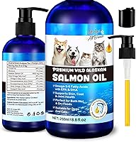 Vista 1 de Aceite de salmón para perros y gatos, 8.8 onzas líquidas, Omega 3 EPA DHA para la salud de las articulaciones y el sistema inmunológico, aceite