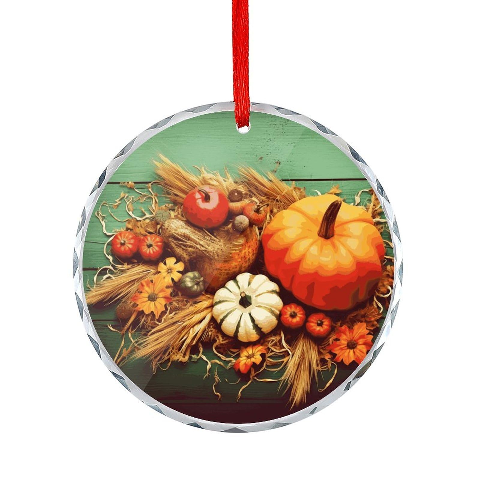 Btcowzrv Style Happy Thanksgiving Round Ornament Hanging Pendant Decor