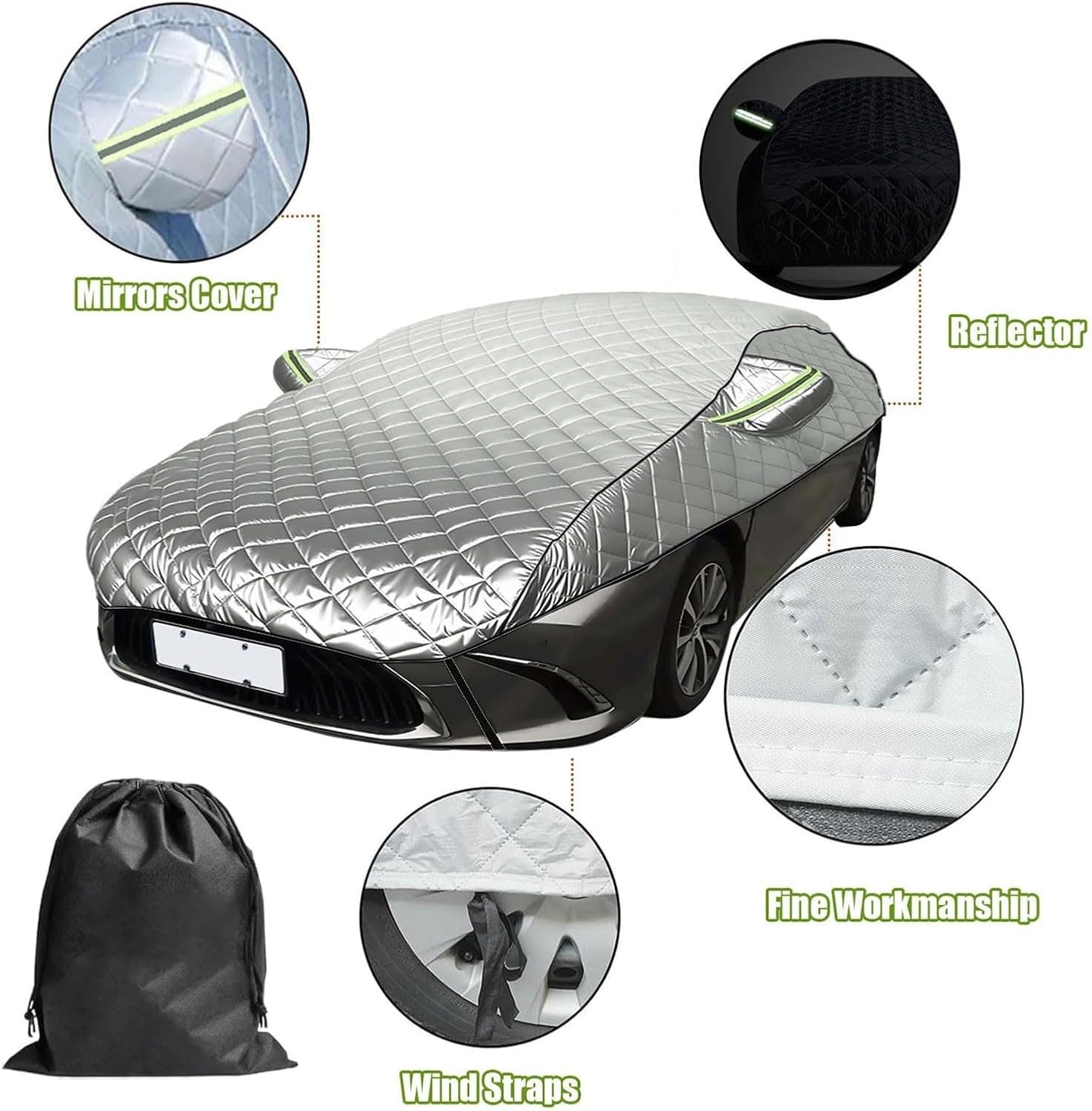 Housse Demi-pour B/C58 pour Renault Clio II Demi-Housse De Pare-Brise pour ProtéGer De La Neige Tissu Oxford 190t(Color:AA)