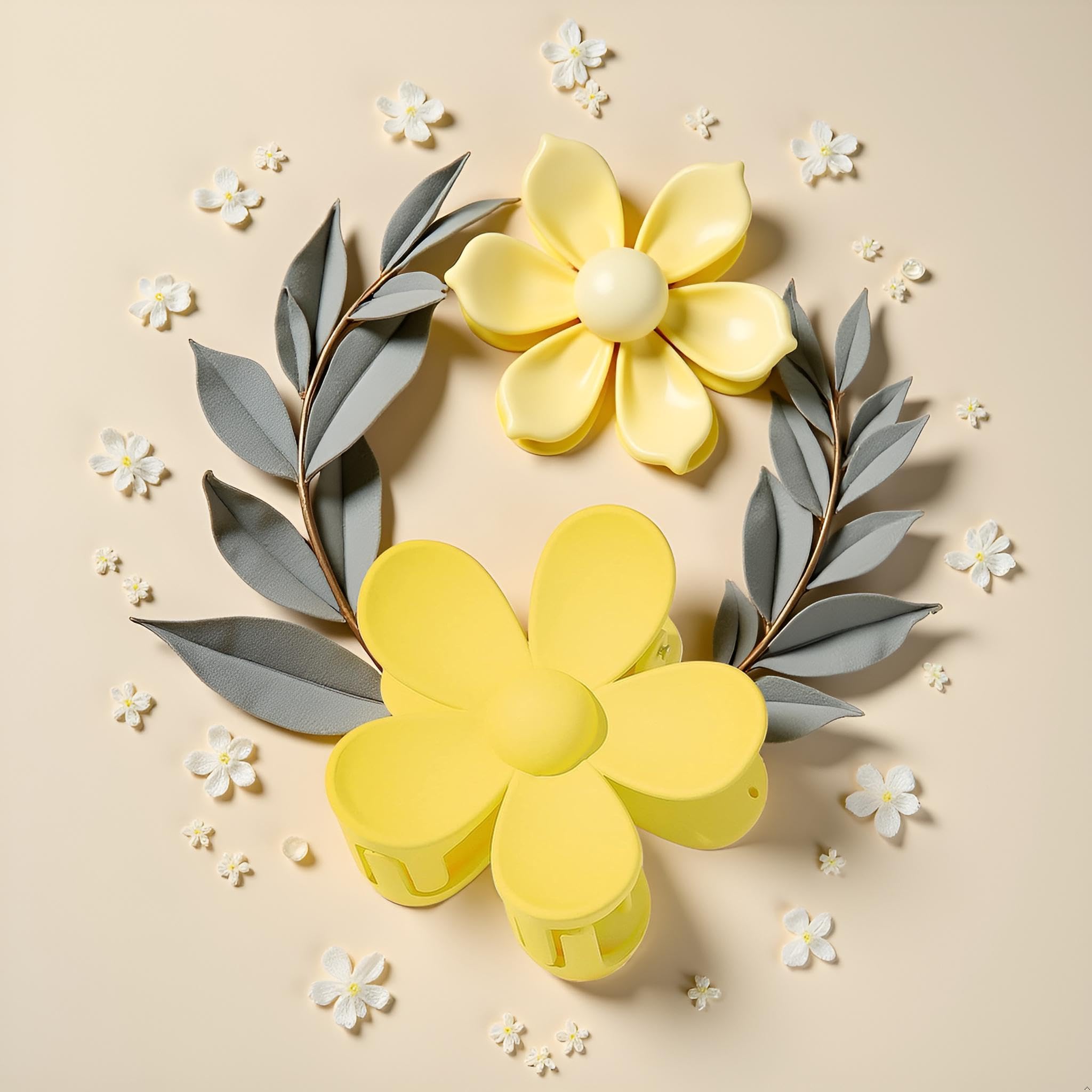 Amazon.co.jp: 黄色のバンスクリップ 花の形をしたプラスチック製の顎