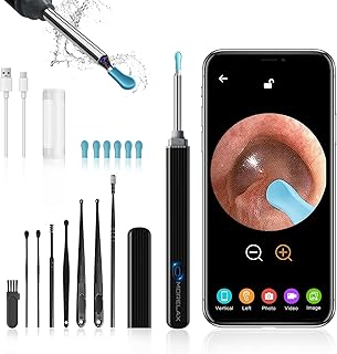 Otoscópio Limpador de Ouvidos, Endoscopio de Ouvido de 3,5mm WiFi com Câmara 1080P e 6 LED, 6 Pontas de Silicone Macia e...